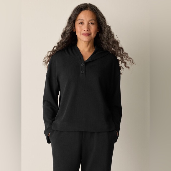 Eileen Fisher Tops - NWT EILEEN FISHER Waffle Cotton Blend Doubleknit Hooded Top